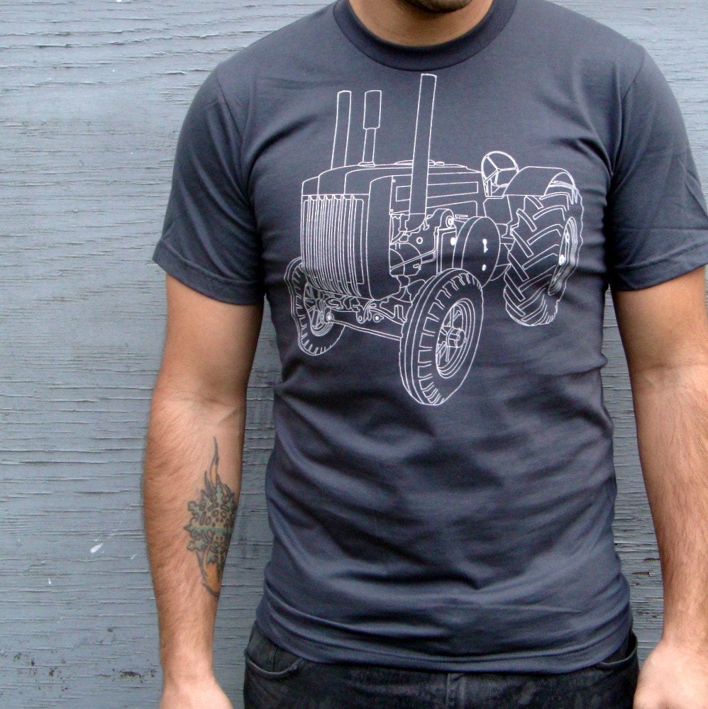 Tractor T Shirt Old School John Deere Asphalt Grey Small, Medium, Large, Extra Large
