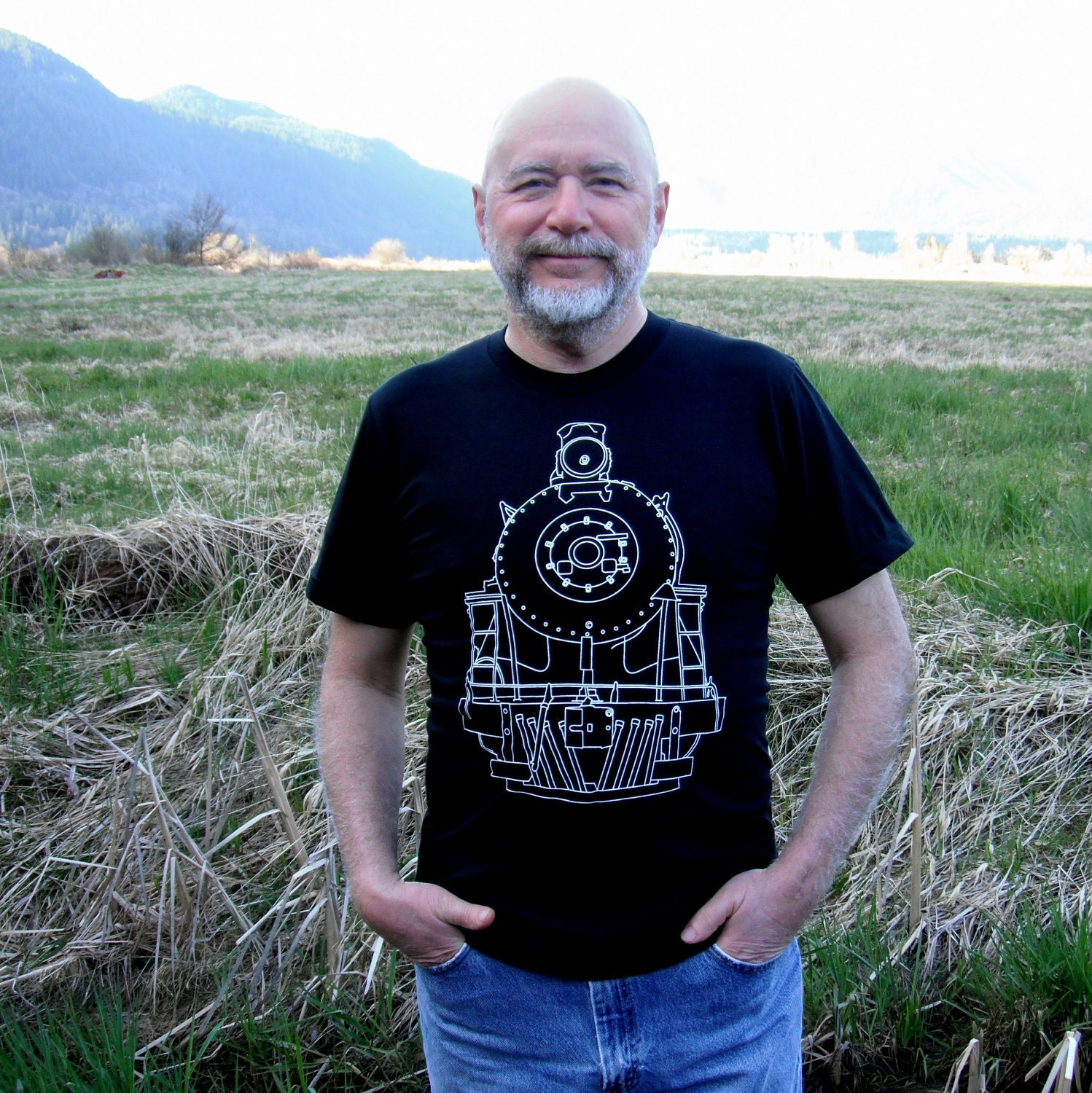 Train Tshirt - Clothing - Men's Tshirt Black American Apparel Screenprinted Black Train Tshirt
