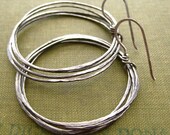 Recycled Silver Earrings with Hammered Texture (Made-to-Order)-"Coastal Cliff Earrings-Large"