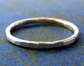 Hammered Silver Ring in Recycled Sterling Silver-"Silver Steppe Stackers"