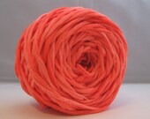 Hand Dyed T Shirt Yarn- Marbled  Neon Orange 60 Yards