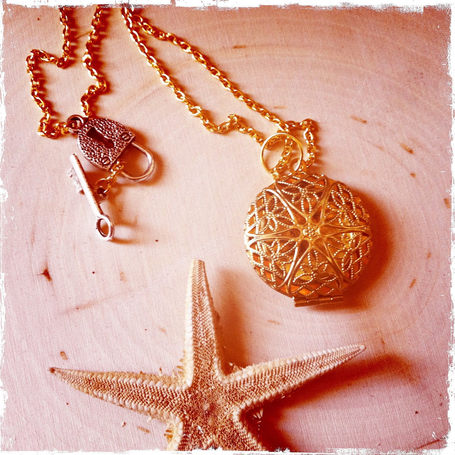 gold lacey locket