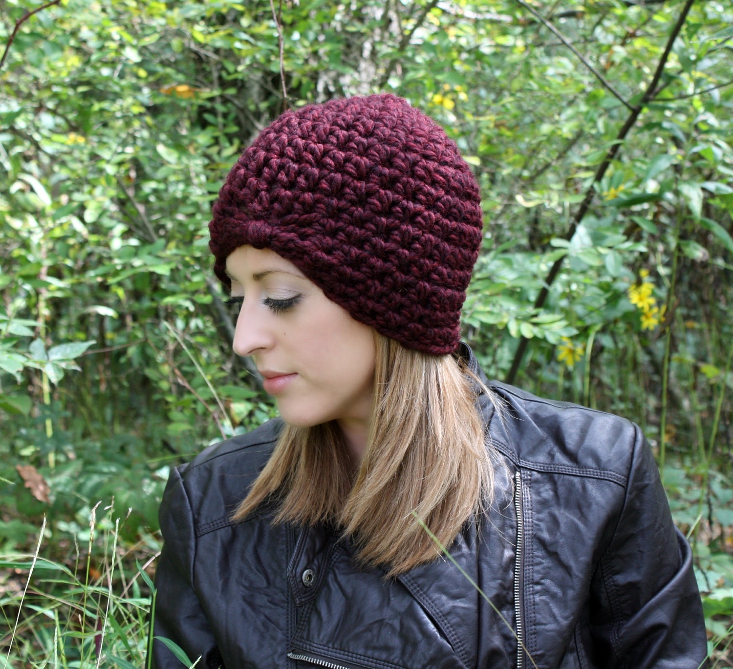 Fitted Beanie Turban Style Hat....Claret or choice of color
