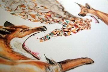 Smoke Signals - Modern Geometric Fox Print - Open Edition Giclee Print - Large 24 x18 - by Bark Decor