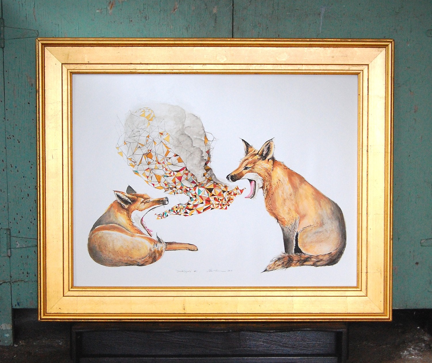 Smoke Signals - Modern Geometric Fox Print - Open Edition Giclee Print - Large 24 x18 - by Bark Decor