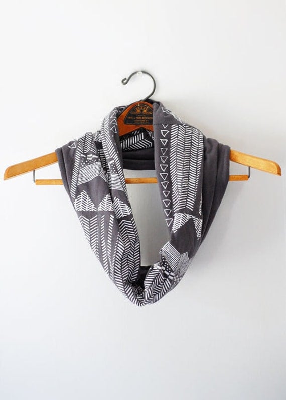 Going Hunting - print modern jersey hand printed circle cowl scarf - by Bark Decor
