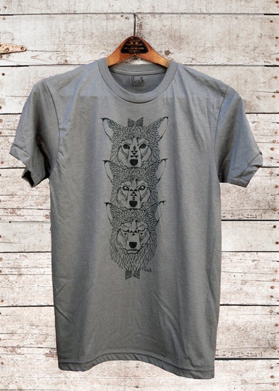 Wolf Totem - mens 50/50 wolves wolf rocker t-shirt - by Bark Decor