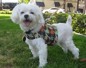 Dog Clothes Harness Brown Geometric Print