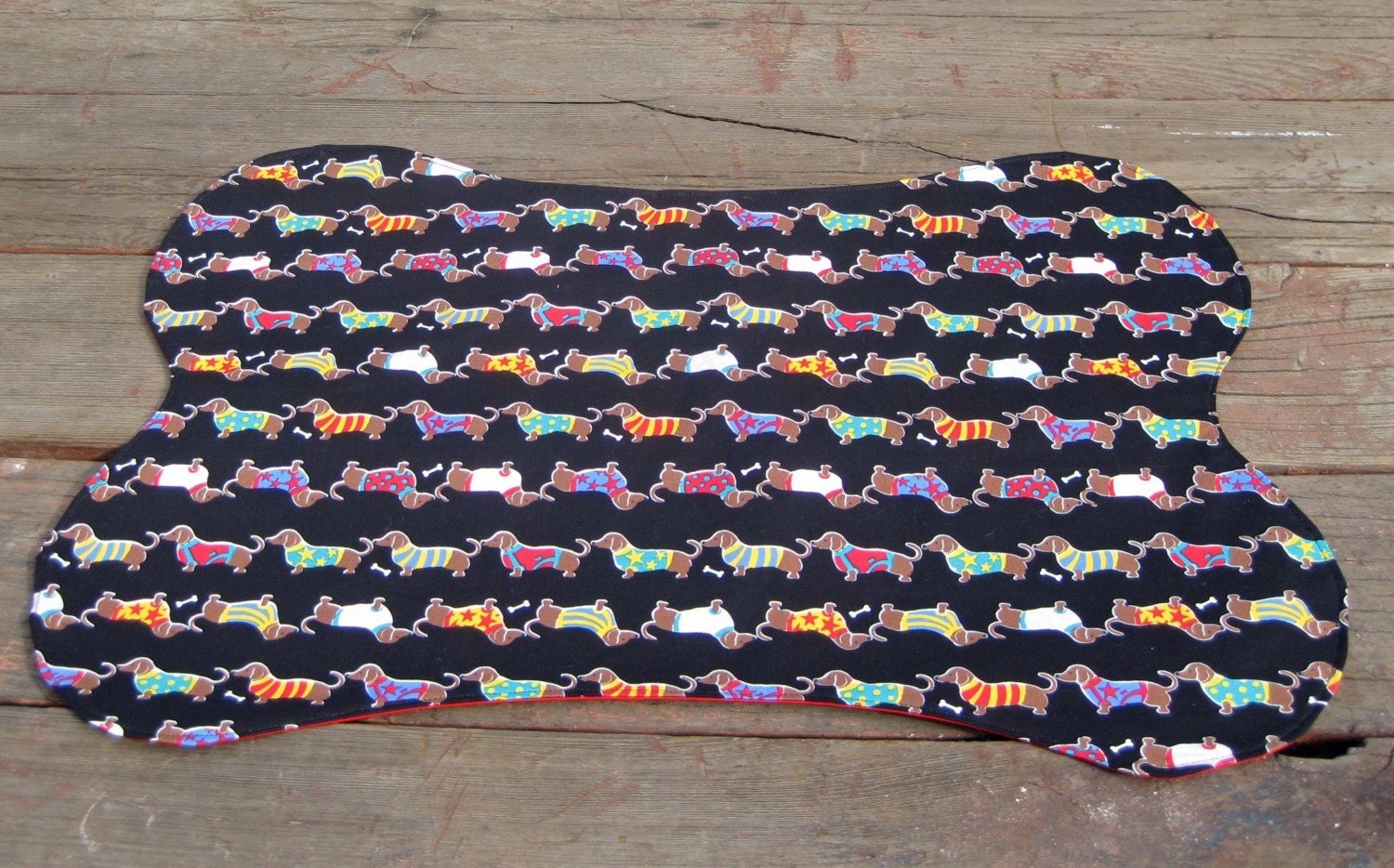 Dog Feeding Dish Placemat Dachshunds in Sweaters