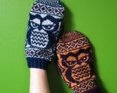 PDF knitting pattern- Fair Isle Owlie Mittens