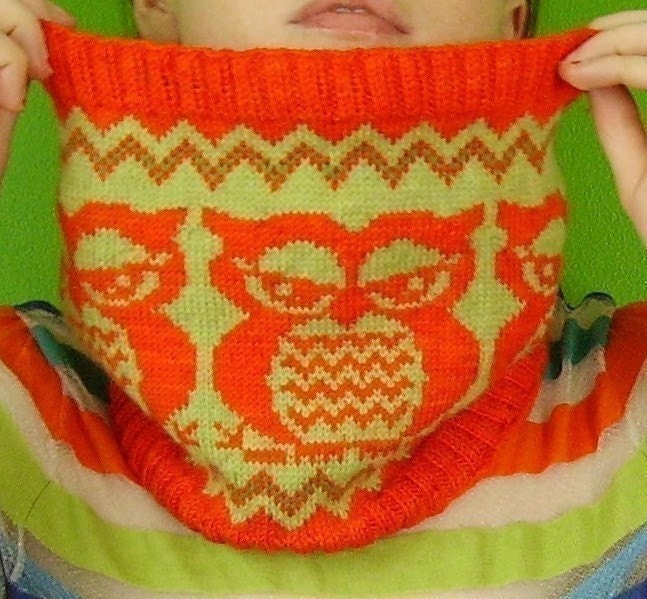 PDF Knitting  Pattern the  Fair  Isle Owlie Cowl