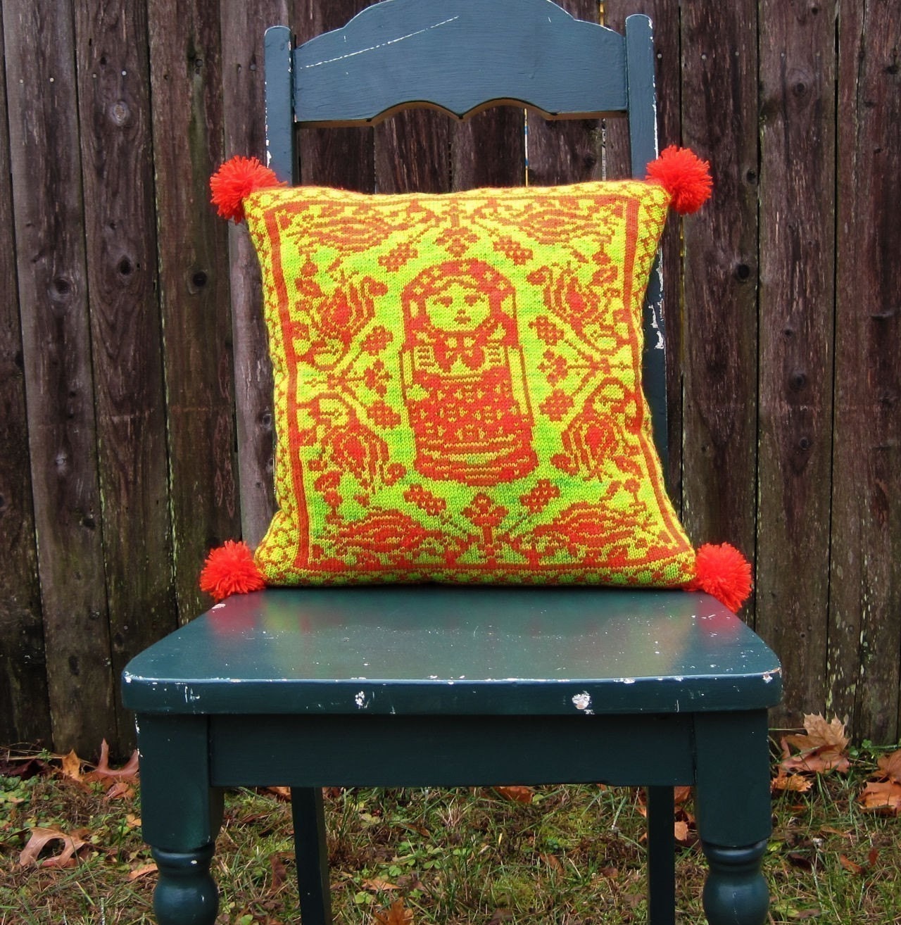 PDF Knitting Pattern-Folkloric Matryoshka Pillow