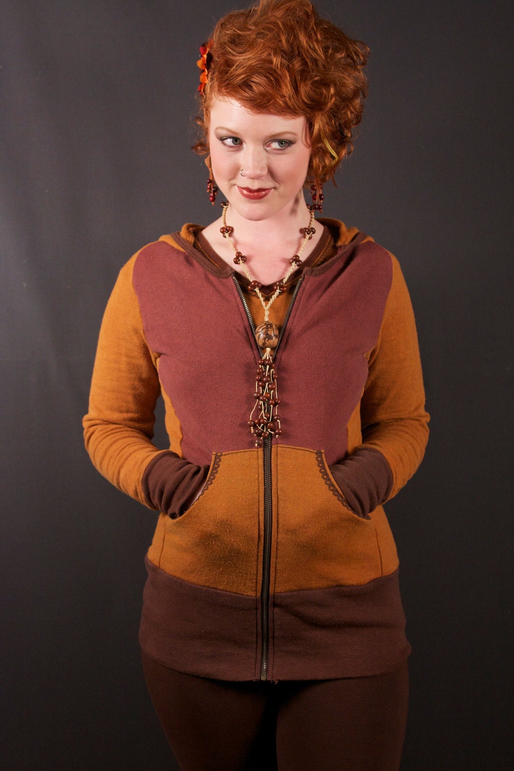 SALE..........Women's zip down hoodie/ Hemp and Organic Cotton