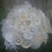 Meghan BRIDAL BUTTON Bouquet with rolled lace, buttons and feathers