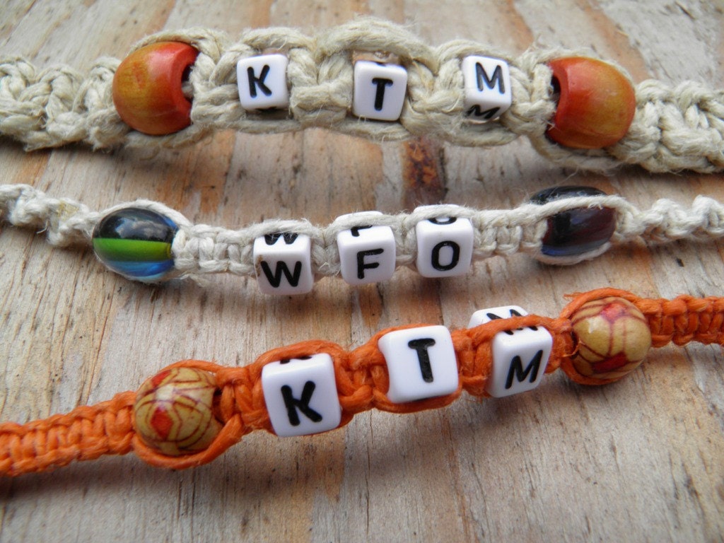 Three Hemp Bracelets (WFO 7 in., KTM 7 in., KTM 8 in.) (One of a Kind)