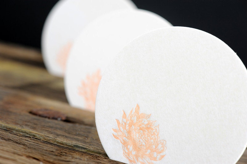 Elegant Flower - Letterpressed Paper Coasters