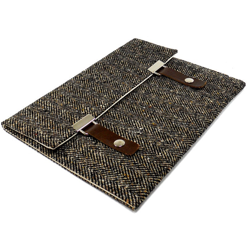 10" Samsung Galaxy Tab 2 case - black and brown herringbone tweed