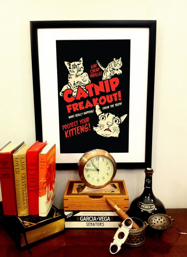 Catnip Freakout Art Print -- 11x17 - Free Shipping