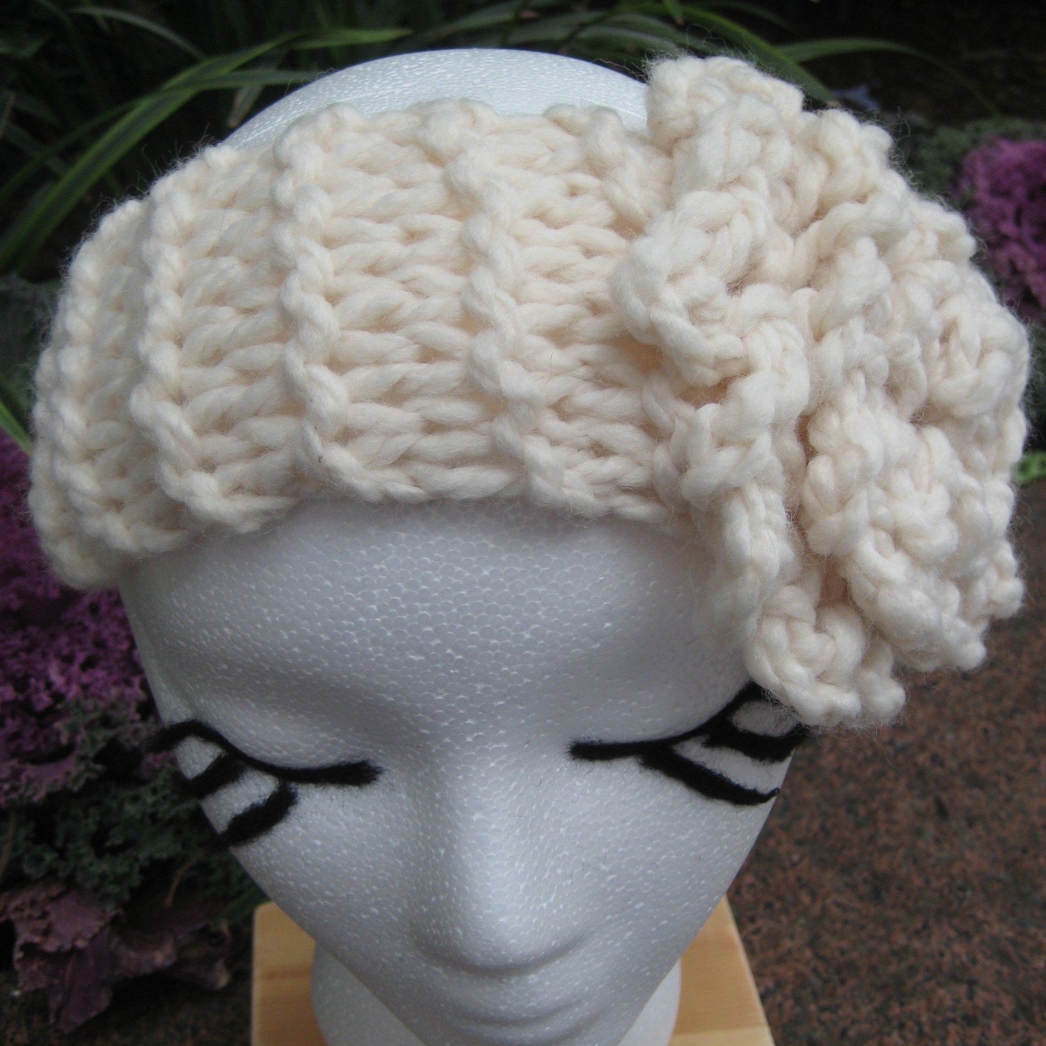 Dahlia-lightful White  Headband/Neckwarmer