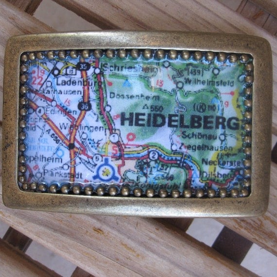 Custom Map Belt Buckle for Snap Belts, You Choose the City or Picture