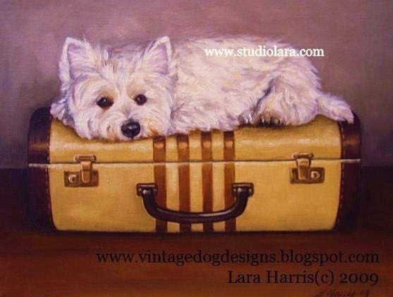 Custom VINTAGE Pet Portrait Still Life Dog Painting by LARA 8x10