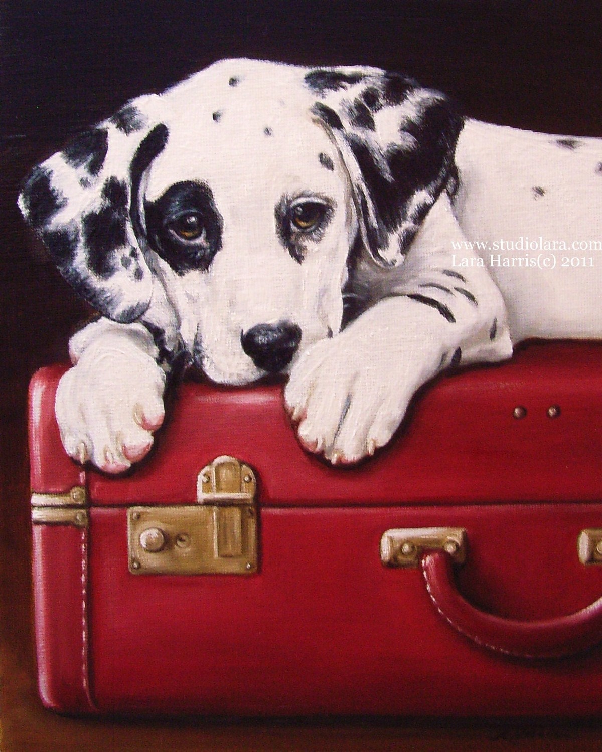 Custom VINTAGE Pet Portrait Still Life Dog Painting by LARA 8x10