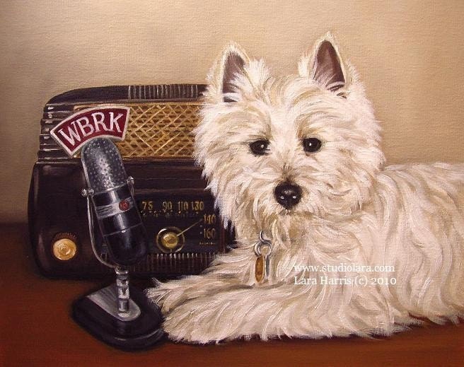 Custom VINTAGE Pet Portrait Still Life Dog Painting by LARA 8x10