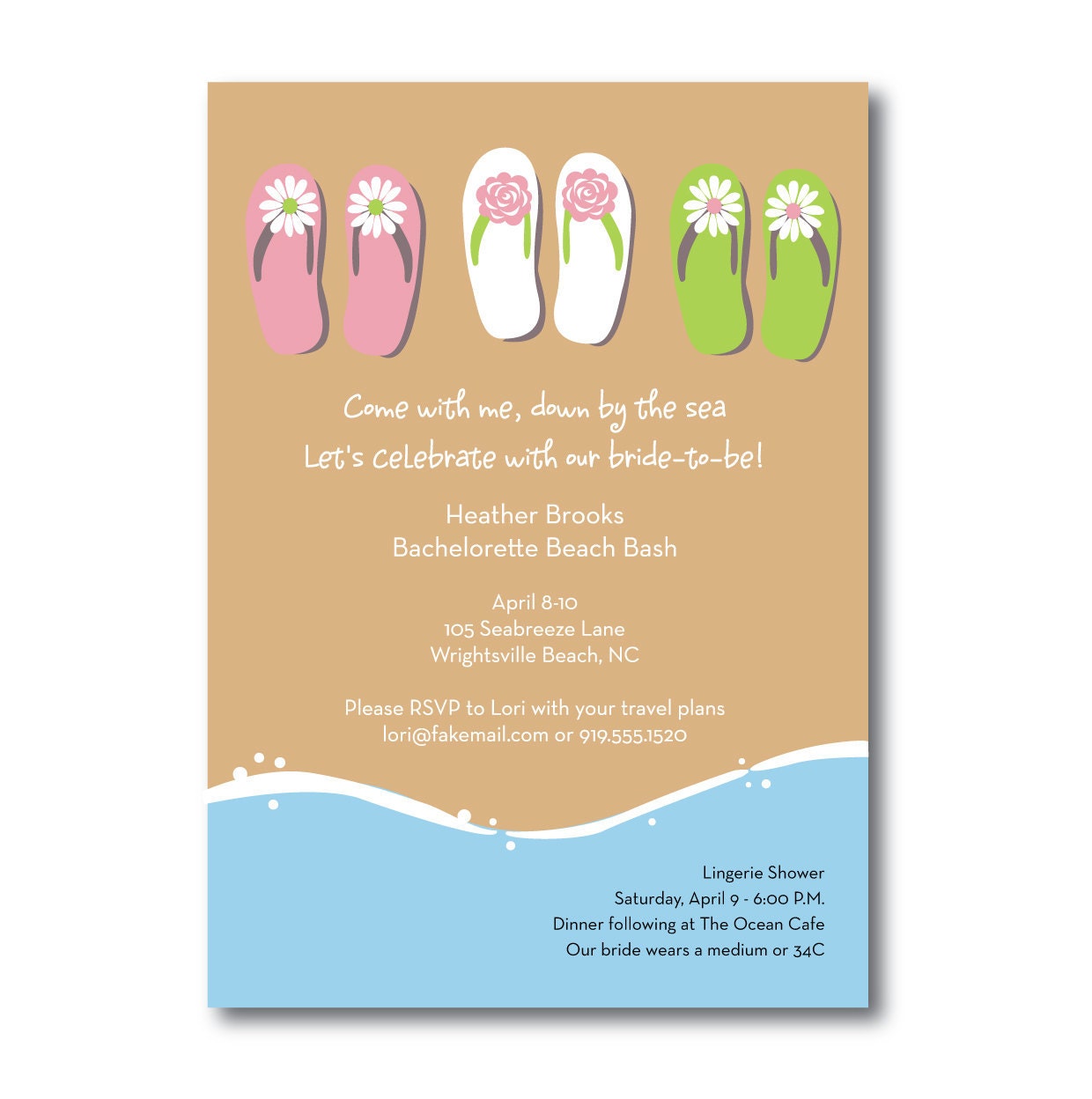 Beachy Bachelorette Party Invitations...Custom, Printable Digital File Il_570xn