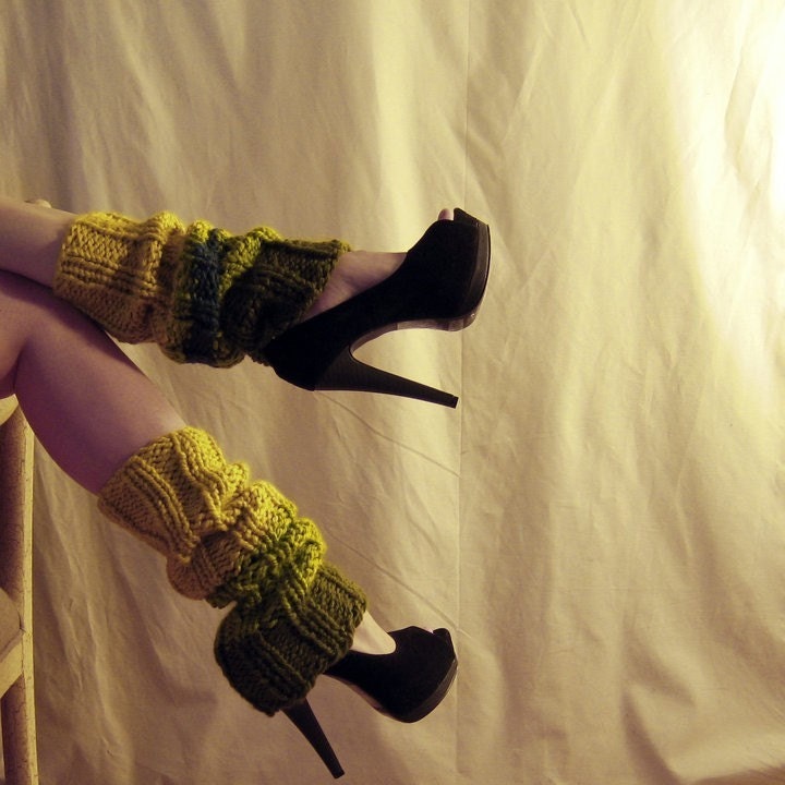 Leg Warmers Green Yellow Blue Knee High Ultras or Pick your colors