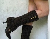 Leg Warmers Brown Faux Boot Style with Buttons