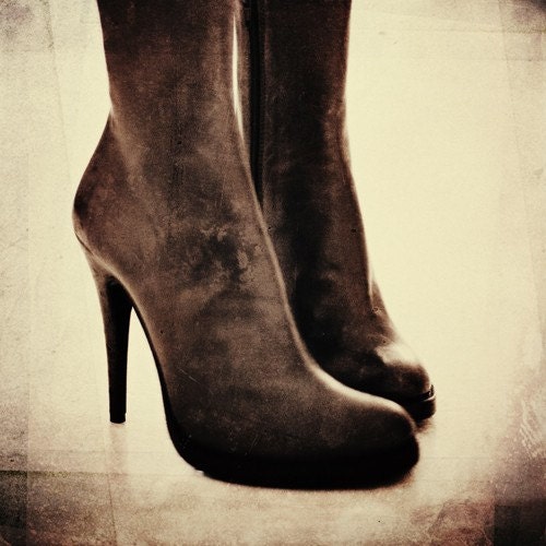 I Love My Boots - high heel black boots 8X8 Fine Art Print