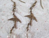 Flying Bird Earrings - OOAK - Dangle Pierced Earrings