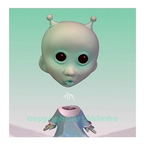 alien balloon head print