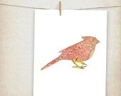 state bird of north carolina cardinal map bird - 10x8" print