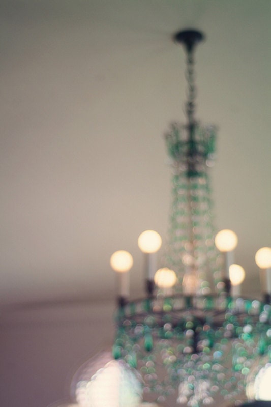 calmer la lumière - 8x12 photograph by Tina Crespo - chandelier, light, sarasota, mansion, beauty, emerald, sphere, yellow, golden