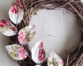 Fabric Leaf Wreath - Spring Rose Garden Door Decoration Mother's Day Gift Idea