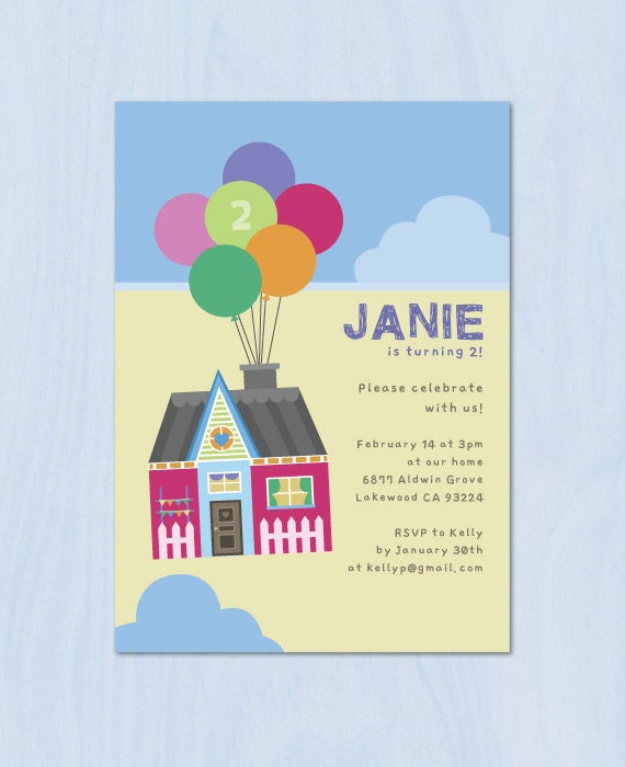 Custom UP Movie Inspired DIY Printable Invitation 5x7 Il_570xn