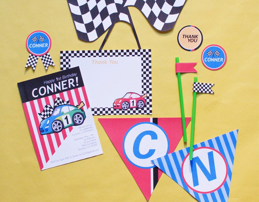 Custom 5x7 Race Cars Printable DIY Invitation