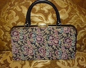 Vintage 60s FLORAL tapestry carpet bag purse
