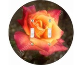 Orange Pink Rose Flower Double Toggle Switch Plate Cover