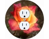 Orange Pink Rose Flower Duplex Outlet Plate Cover