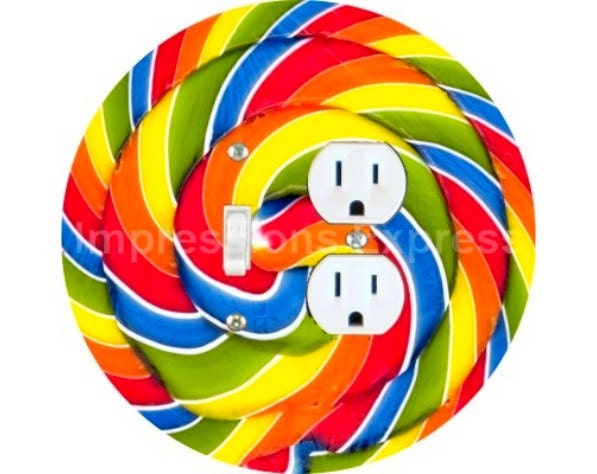 Giant Lollipop Toggle Switch and Duplex Outlet Double Plate Cover