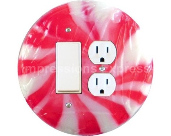 Peppermint Candy Double Rocker Switch and Duplex Outlet Plate Cover