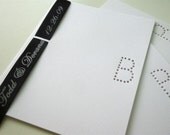 PERSONALIZED CUSTOM MONOGRAM NOTE Art Cards - THREE PREMIUM Hand-hammered - Single-Sided - not Folded- in WHITE Textured Card Stock - Thank You Notes, Celebrate Baby, Engagement, Wedding, Promotion, Graduation - any Special Occasion