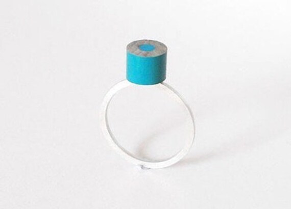 sterling silver color pencil ring No.01, made in UK