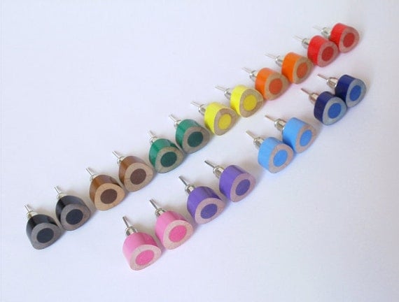 color pencil ear studs, the triangle version in candy colors (set of 10 pairs), only 2 set left