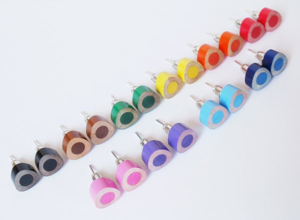 color pencil ear studs, the triangle version in candy colors (limited edition)