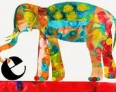 Nursery Art Print - Children's Art - Elephant- Alphabet Print ( E is for Elephant)