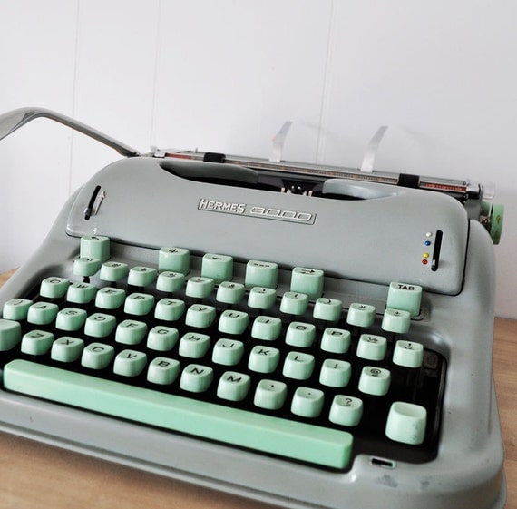 Vintage Hermes 3000 typewriter with case, swiss designed
