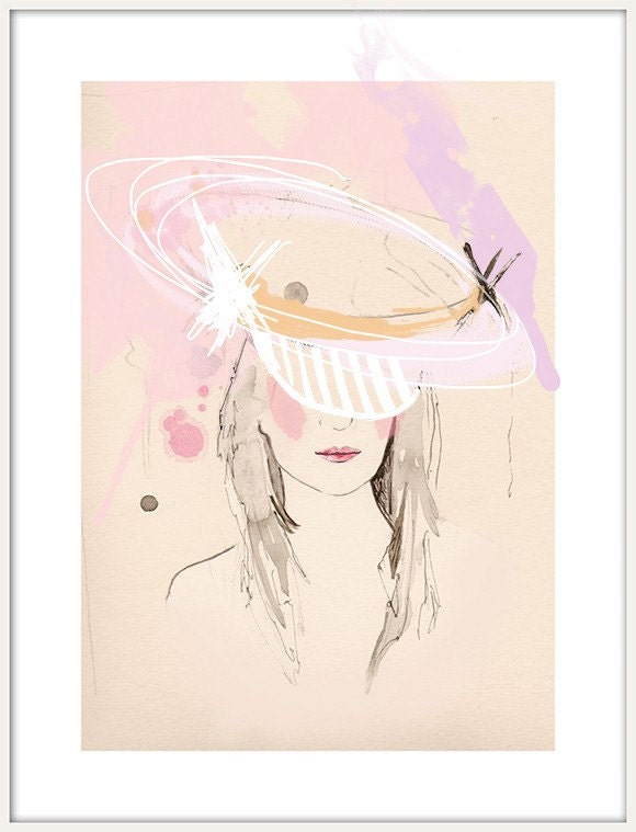 Peach, Pink, Fashion Illustration, Print, Orange